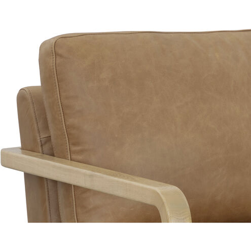 Castell Rustic Oak / Ludlow Sesame Leather Swivel Lounge Chair, Swivel